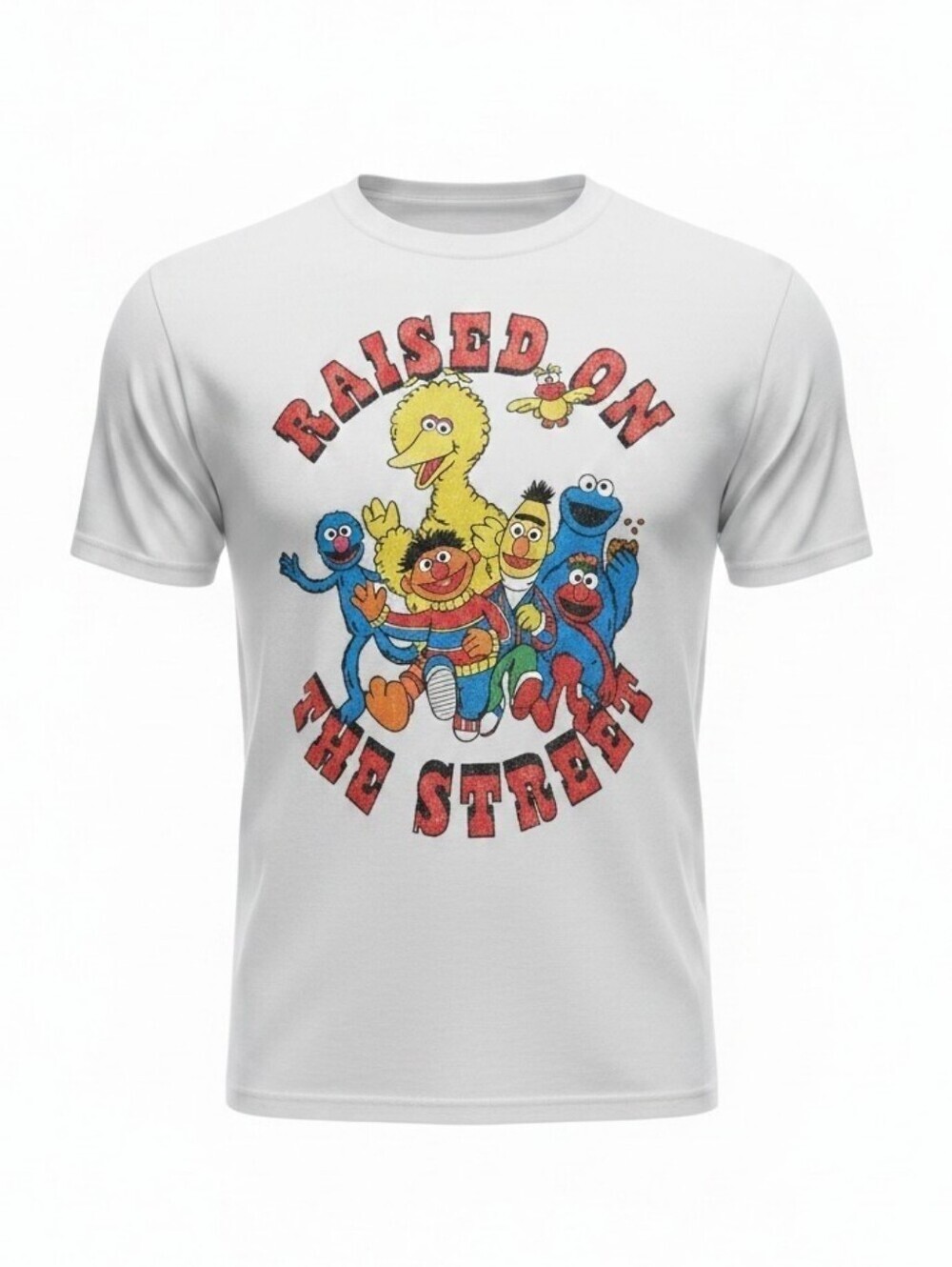 Sesame Street 'Raised On The Streets' Men's Graphic Tee, Size L, New